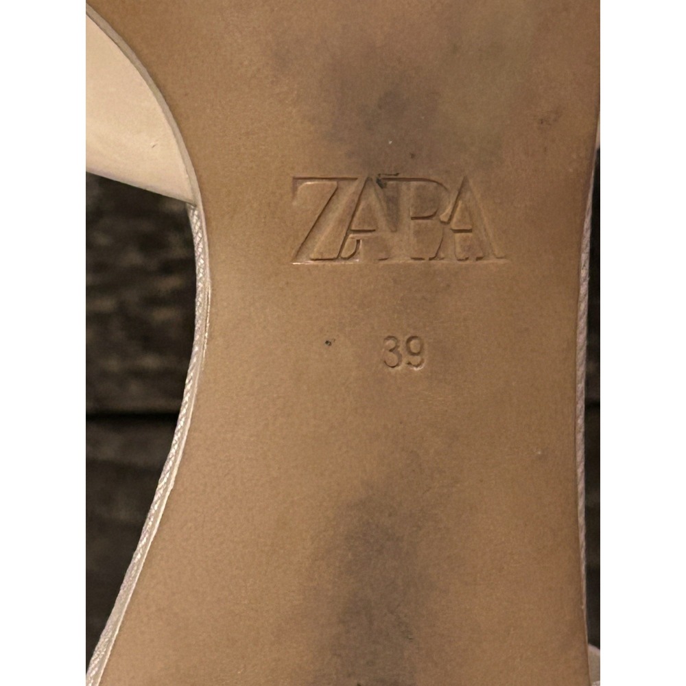 ZARA Beige Velvet Bow Pointed Toe Women's Slingback Flats Size 39 - Picture 9 of 9